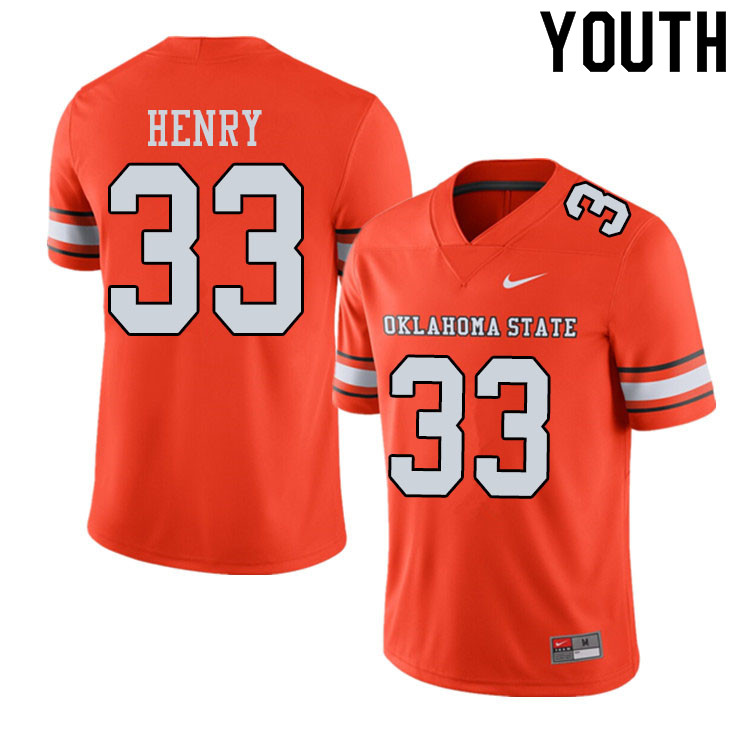 Youth #33 Kevin Henry Oklahoma State Cowboys College Football Jerseys Sale-Alternate Orange - Click Image to Close